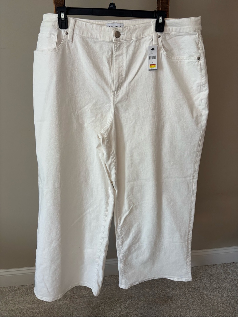 Lane Bryant White High-Rise Wide-Leg Jeans